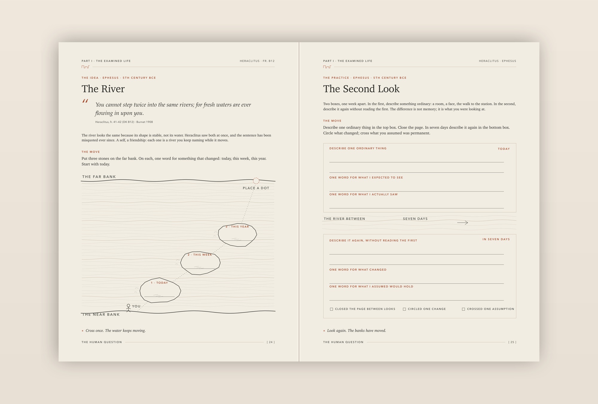 Open spread of The River and The Second Look pages