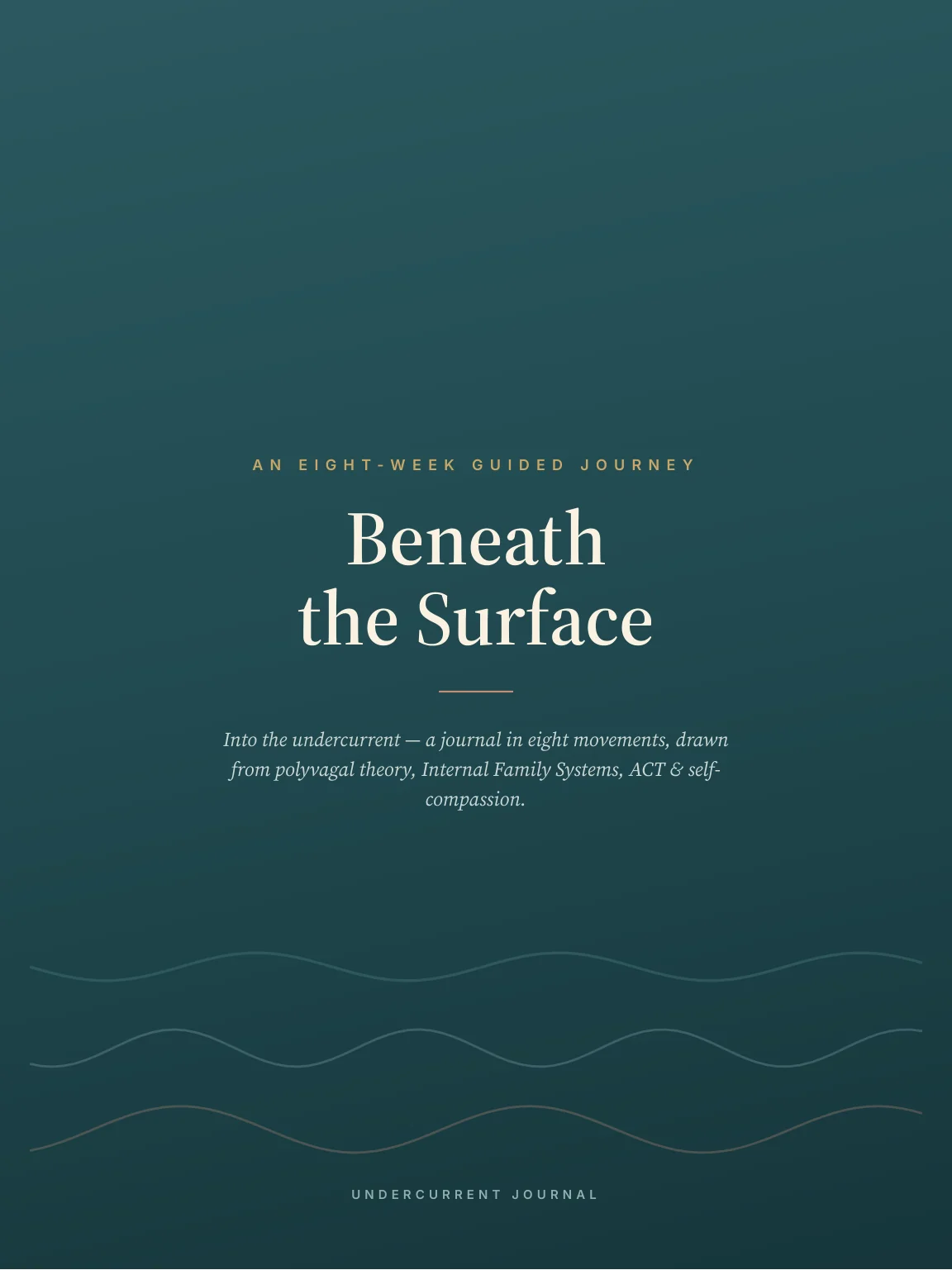 A sample table-of-contents page from Beneath the Surface, showing tappable week links